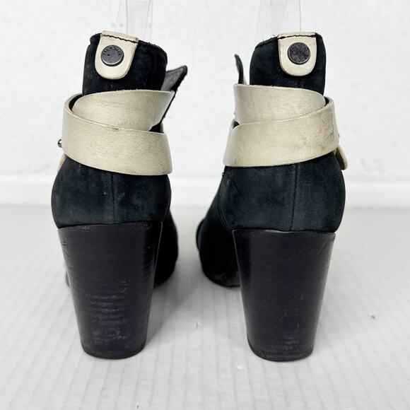 Rag and Bone Boots Womens Size 37 Black Suede Stacked Heel Ankle Booties - Picture 10 of 13